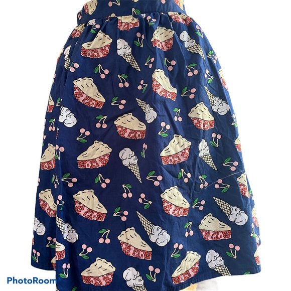 Modcloth Dresses & Skirts - Modcloth Womens Size XL Cherry Pie Full Skirt Navy Blue Knee Length
